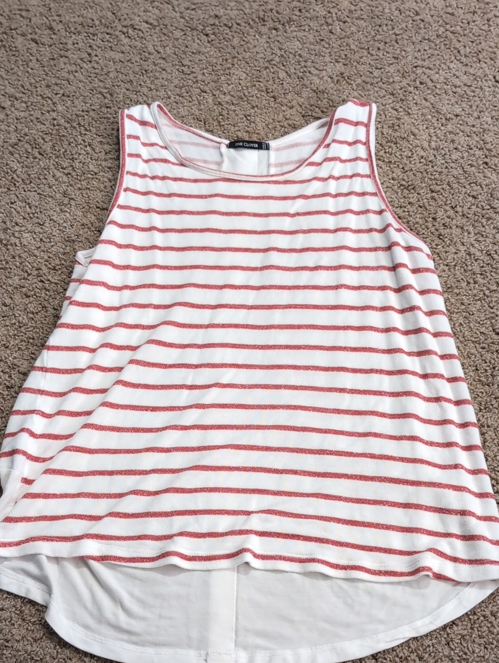 Pink Clover White & Coral Striped Sleeveless Tank